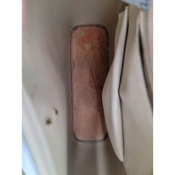 1960s Tote Bag Colins Jeweled Floral Beaded Design Button Closure Wood Bottom - Picture 11 of 16